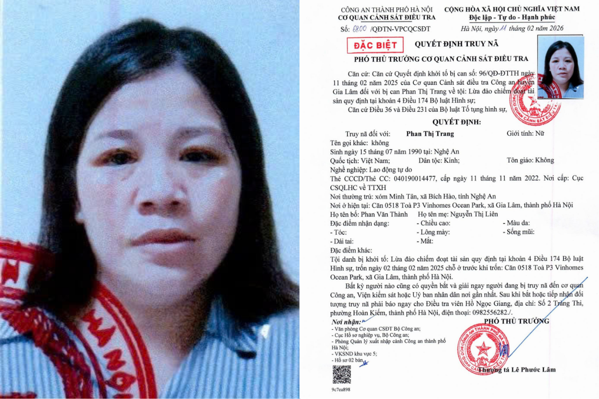 Truy nã đặc biệt Phan Thị Trang SN 1990 vì lừa mang thai hộ, chiếm đoạt 2,4 tỷ đồng