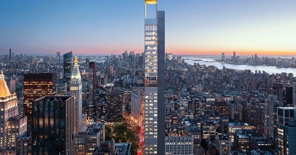 Tòa nhà chọc trời cao 262m sắp hoàn thiện: Thiết kế ‘siêu mảnh’, tựa cây bút chì vươn thẳng giữa thành phố xa hoa