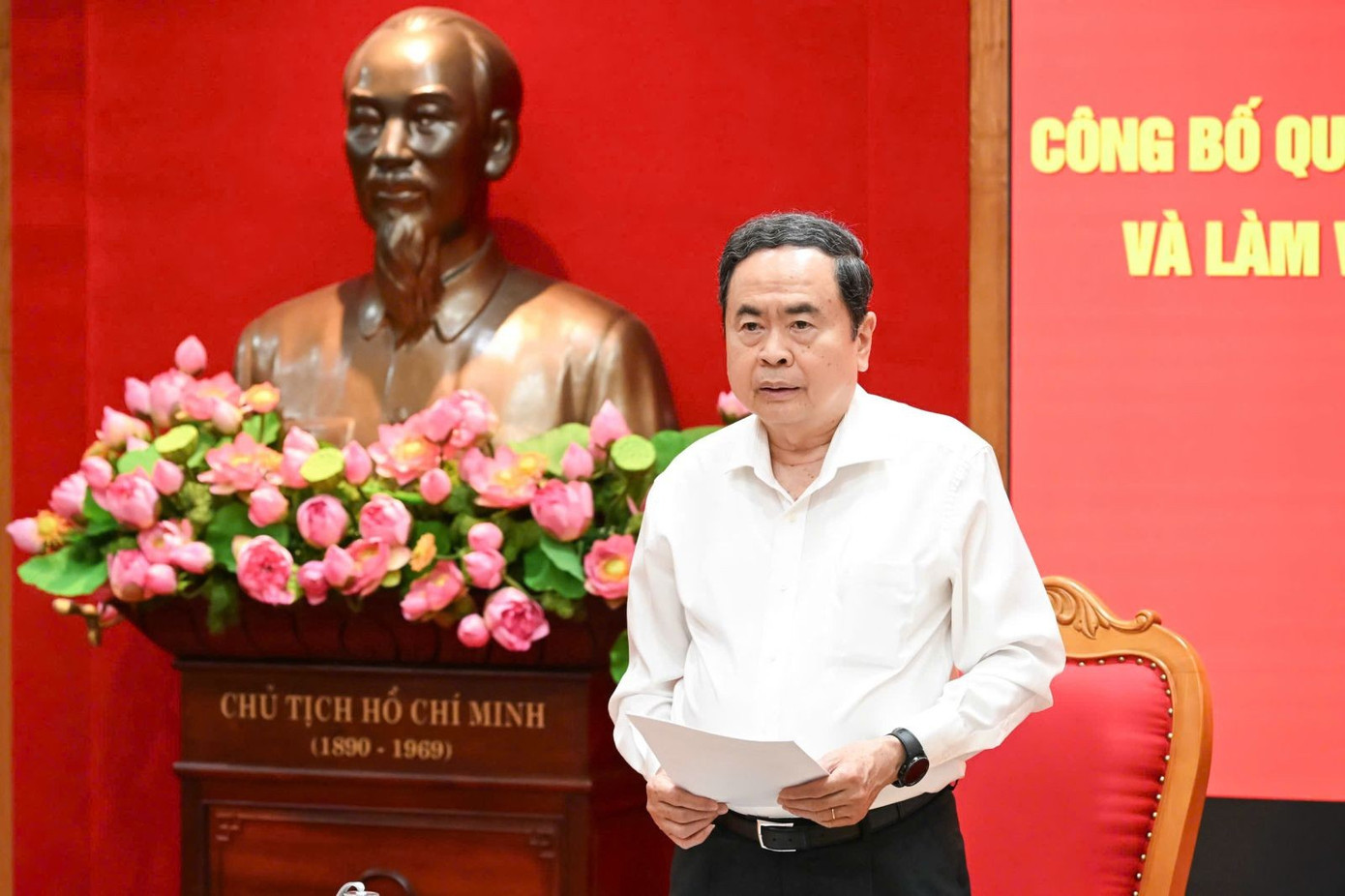 Chủ tịch Quốc hội Trần Thanh Mẫn phát biểu tại hội nghị. Ảnh: Cổng thông tin Đảng Cộng sản. tienphong-93hoinghi.jpg
