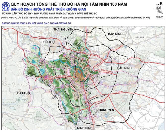 Quy hoạch tổng thể TP. Hà Nội. Nguồn ảnh: UBND TP. Hà Nội Quy hoạch tổng thể TP. Hà Nội. Nguồn ảnh: UBND TP. Hà Nội