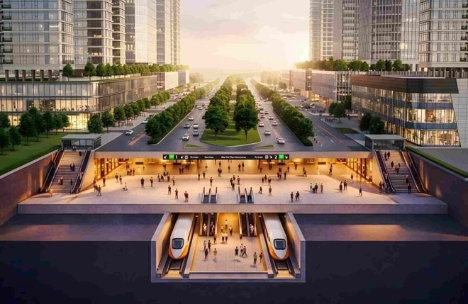 Phối cảnh tuyến Metro Bến Thành - Thủ Thiêm. Nguồn ảnh: THACO