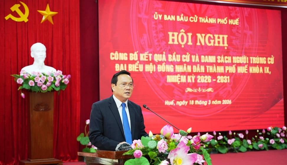 Ông Nguyễn Quang Tuấn - Phó Chủ tịch Thường trực HĐND TP. Huế - công bố kết danh sách trúng cử đại biểu HĐND, nhiệm kỳ 2026-2031. cong-bo-ds-trung-cu.jpg