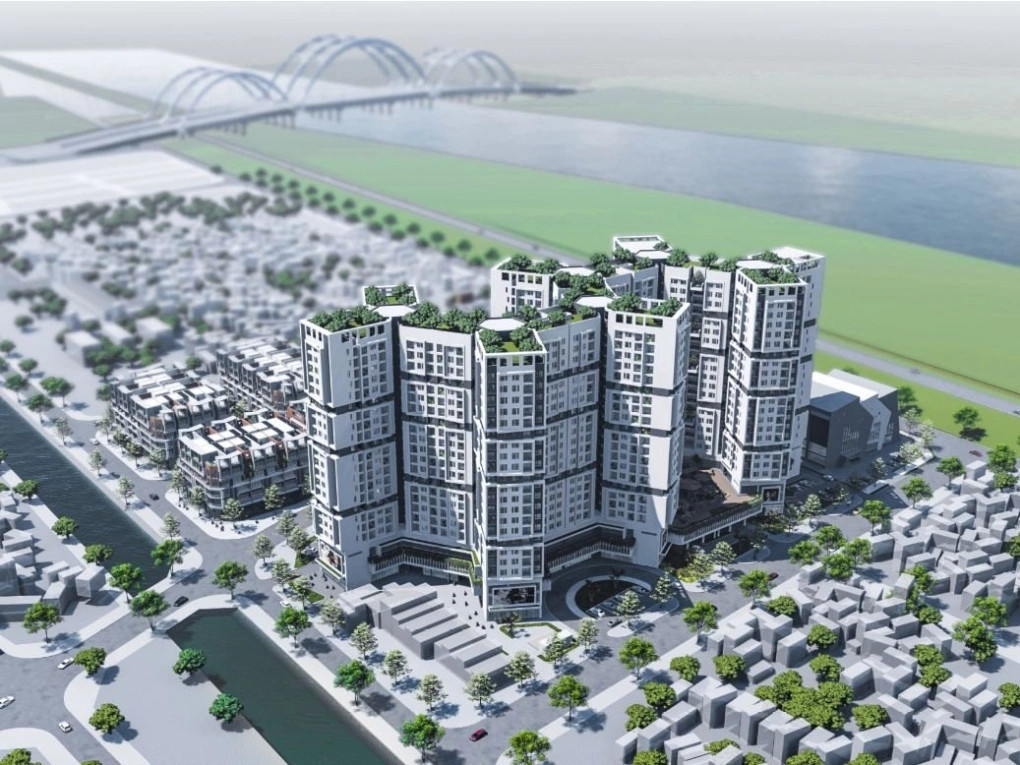 Tổng mức đầu tư của dự án này khoảng 4.500 tỷ đồng, sử dụng hoàn toàn vốn tự có, dự kiến triển khai trong giai đoạn 2025 - 2030. Trong ảnh là phối cảnh dự án. Ảnh: DGC. so-do-duc-giang-1763045260-4092-1763045422.jpg