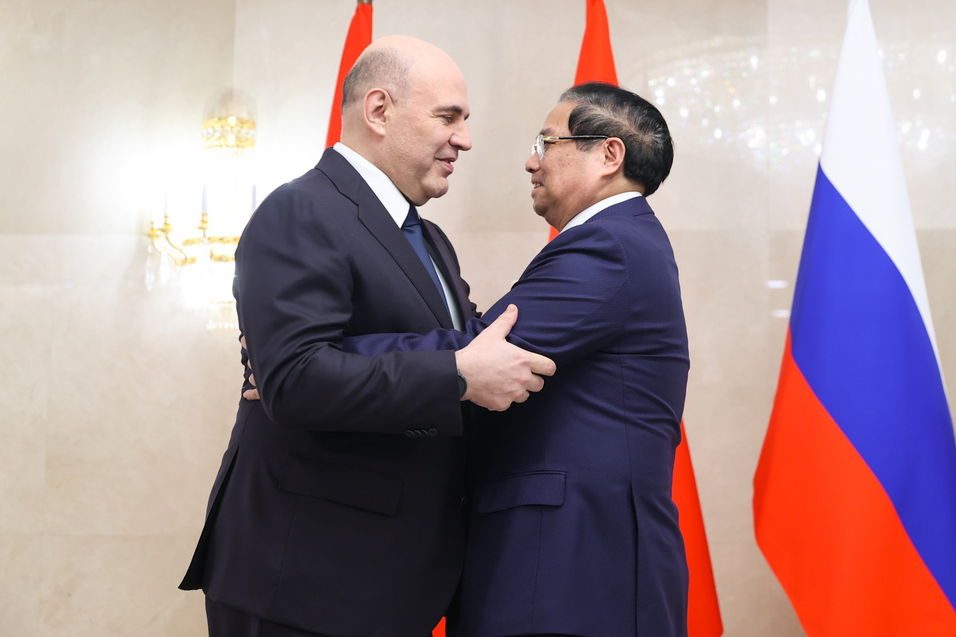 Thủ tướng Phạm Minh Chính và Thủ tướng Nga Mikhail Mishustin. Ảnh: VGP img2546-1774270545624650422817.jpg