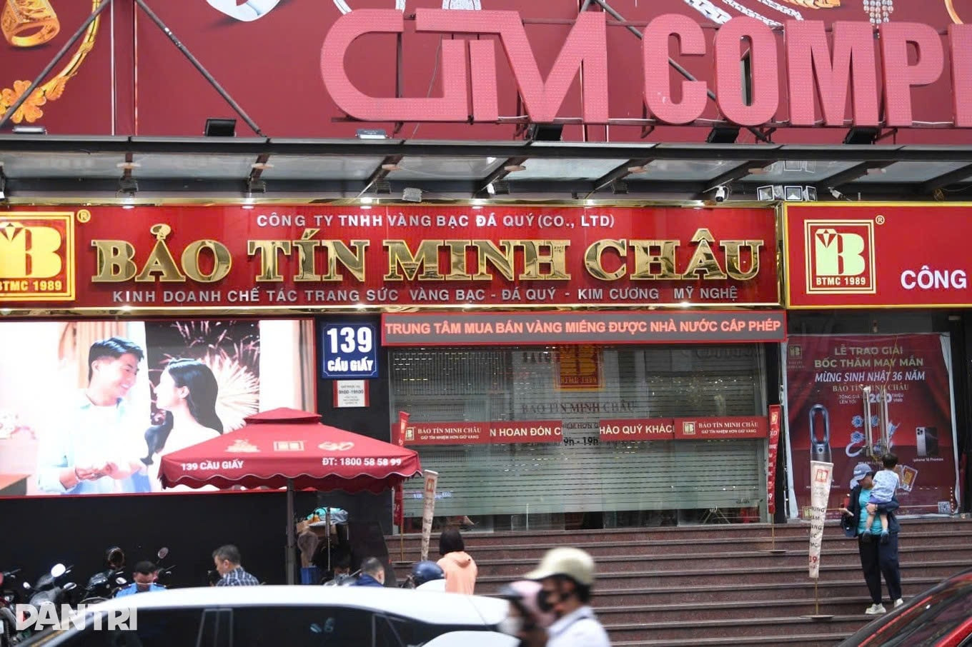 Cơ sở Bảo Tín Minh Châu tại Cầu Giấy đóng cửa (Ảnh: Nguyễn Hải/báo Dân trí)