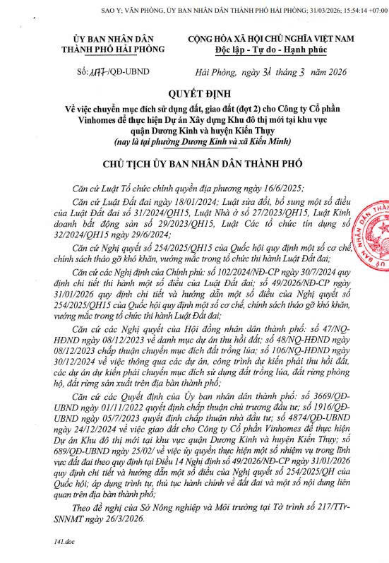 Quyết định của TP. Hải Phòng. Nguồn ảnh: UBND TP. Hải Phòng Quyết định của TP. Hải Phòng. Nguồn ảnh: UBND TP. Hải Phòng