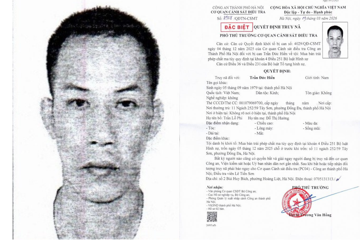 Truy nã đặc biệt Trần Đức Hiền SN 1979