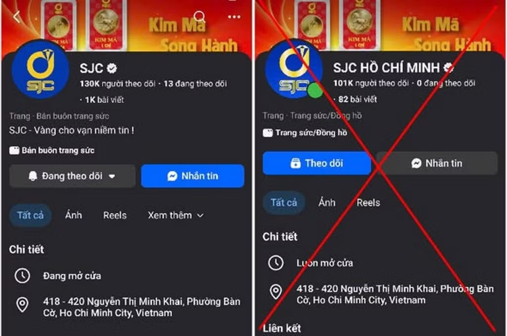 Nhiều trang web giả danh thương hiệu nổi tiếng, có gắn tick xanh để lừa người tiêu dùng đặt cọc hoặc chuyển tiền trước, sau đó chờ nhận vàng tại nhà. Cảnh báo 'sập bẫy' mua vàng trên mạng - Ảnh 3.