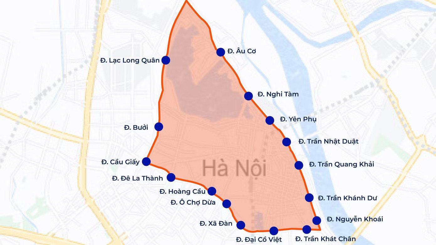 Chi tiết khu vực dự kiến cấm xe máy xăng theo khung giờ tại Hà Nội từ ngày 1/7. Ảnh: VTV. Lưu ý quan trọng khi Hà Nội, TPHCM hạn chế xe máy xăng từ 1/7 - Ảnh 1.