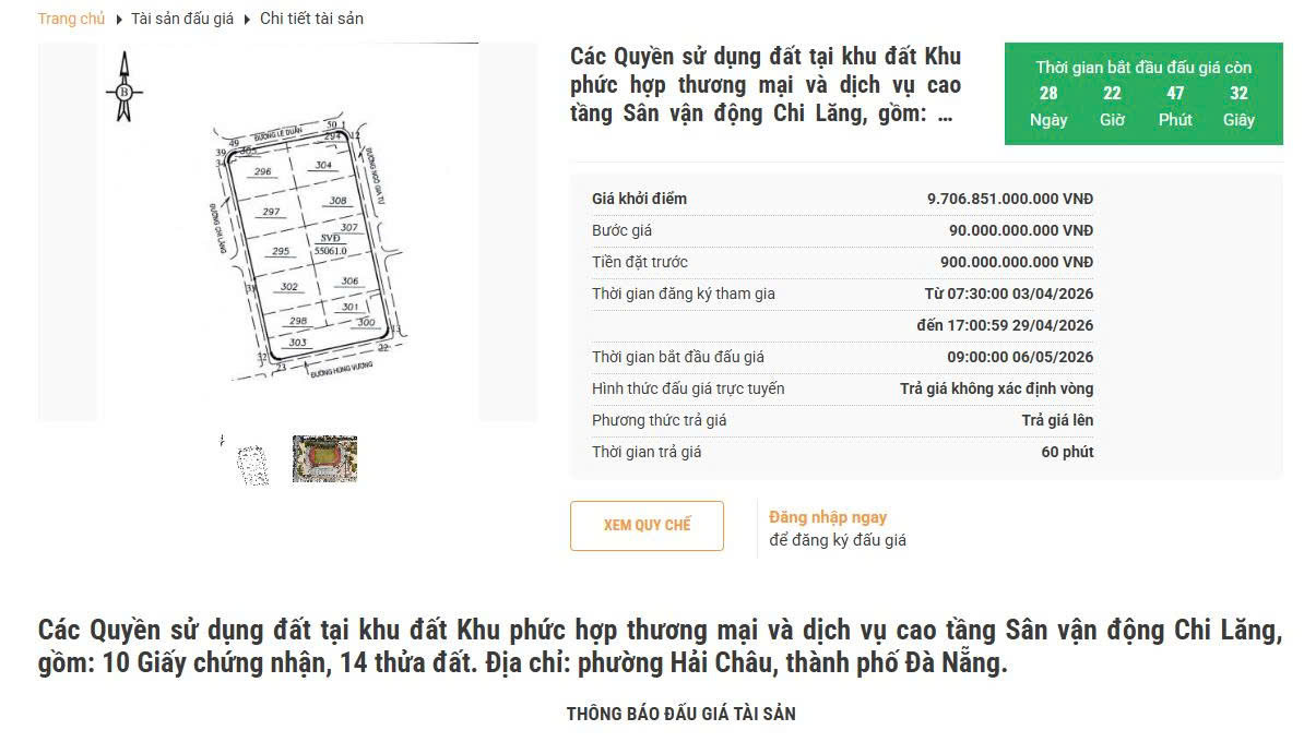 Thông báo đấu giá. Nguồn ảnh: Trung tâm Dịch vụ đấu giá tài sản TP. Đà Nẵng Thông báo đấu giá. Nguồn ảnh: Trung tâm Dịch vụ đấu giá tài sản TP. Đà Nẵng