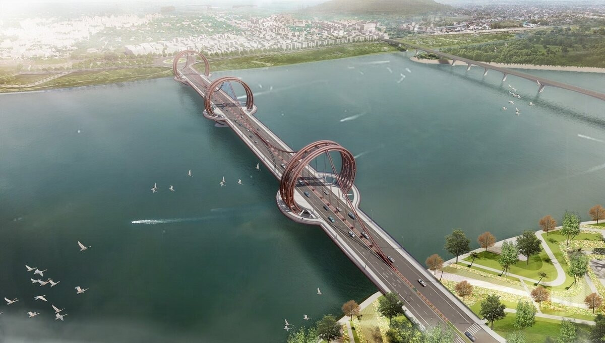 Việt Nam lần đầu tiên sở hữu cây cầu có kết cấu võng tự neo, là điểm nhấn kiến trúc tại khu kinh tế lâu đời bậc nhất cả nước- Ảnh 1.