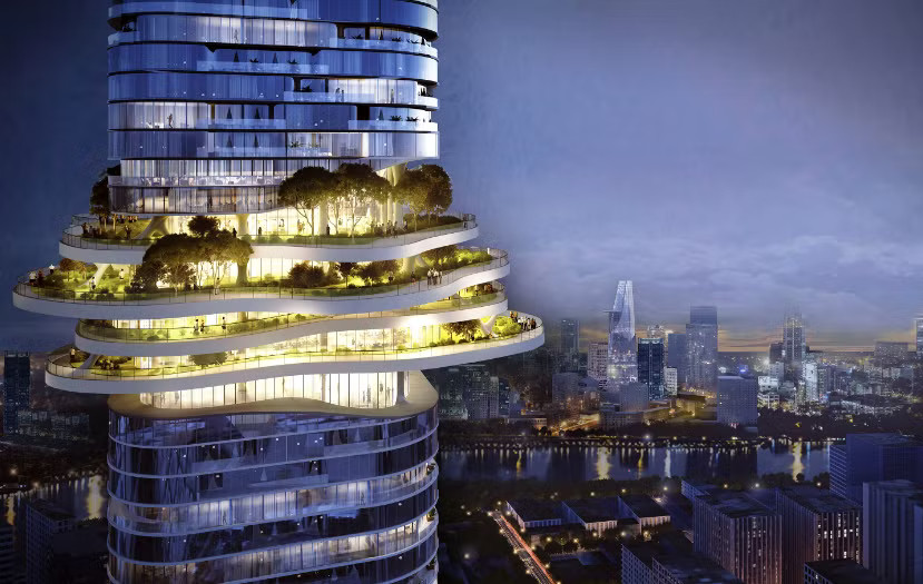 Cận cảnh tòa tháp Empire 88 Tower cao 88 tầng ở Khu đô thị mới Thủ Thiêm. Chủ đầu tư tòa tháp 88 tầng ở Thủ Thiêm nợ ngàn tỷ tiền sử dụng đất - Ảnh 2.