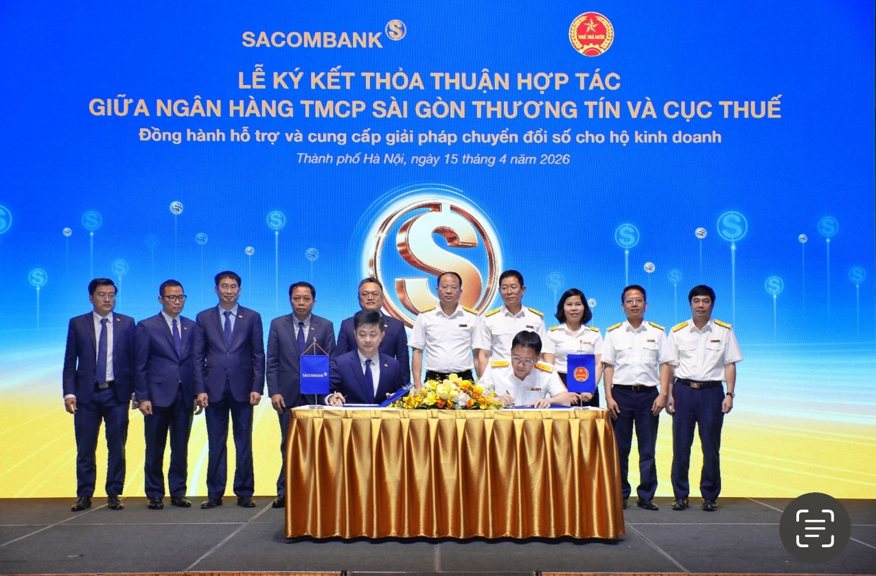 Sacombank (STB) hợp tác với Cục Thuế hỗ trợ hàng triệu hộ kinh doanh trên toàn quốc