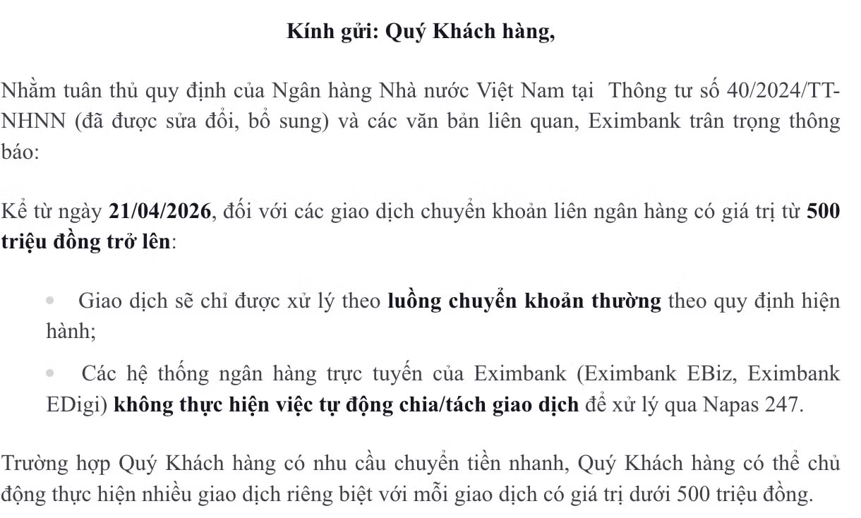 'Hết cửa' chuyển khoản nhanh, giao dịch từ 500 triệu có thể mất 24 tiếng - Ảnh 1.