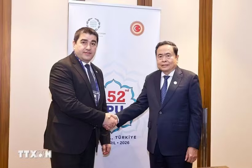 Chủ tịch Quốc hội Trần Thanh Mẫn gặp Chủ tịch Quốc hội Gruzia Shalva Papuashvili. (Ảnh: Doãn Tấn/TTXVN) Chủ tịch Quốc hội Trần Thanh Mẫn hội kiến Tổng thống Thổ Nhĩ Kỳ - Ảnh 4.