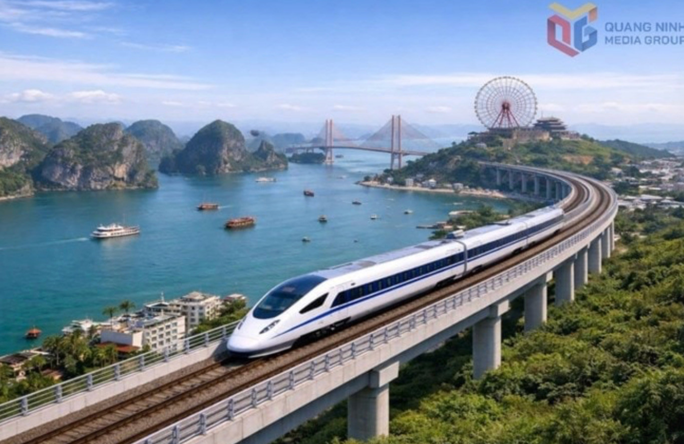 Phối cảnh tuyến đường sắt tốc độ cao Hà Nội - Quảng Ninh. Nguồn ảnh: UBND tỉnh Quảng Ninh Phối cảnh tuyến đường sắt tốc độ cao Hà Nội - Quảng Ninh. Nguồn ảnh: UBND tỉnh Quảng Ninh