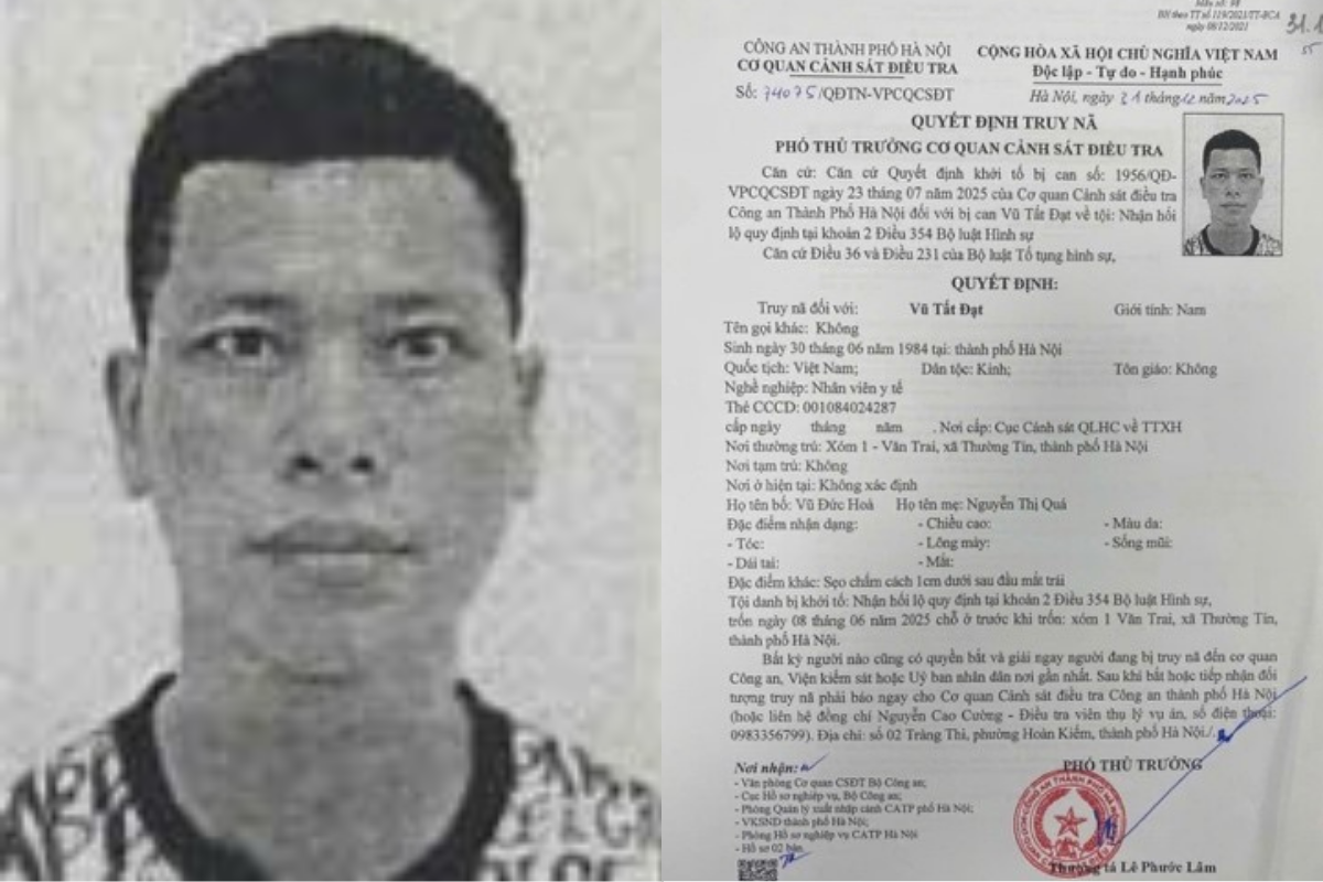 Phát lệnh truy nã đối tượng nhận hối lộ Vũ Tất Đạt SN 1984