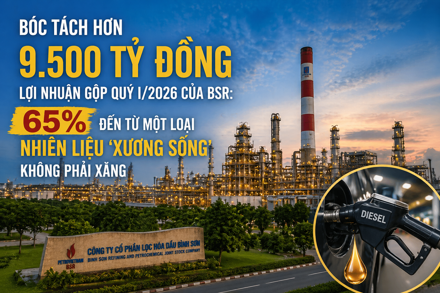 Bóc tách hơn 9.500 tỷ lợi nhuận gộp quý I/2026 của BSR: 65% đến từ một loại nhiên liệu 'xương sống', không phải xăng