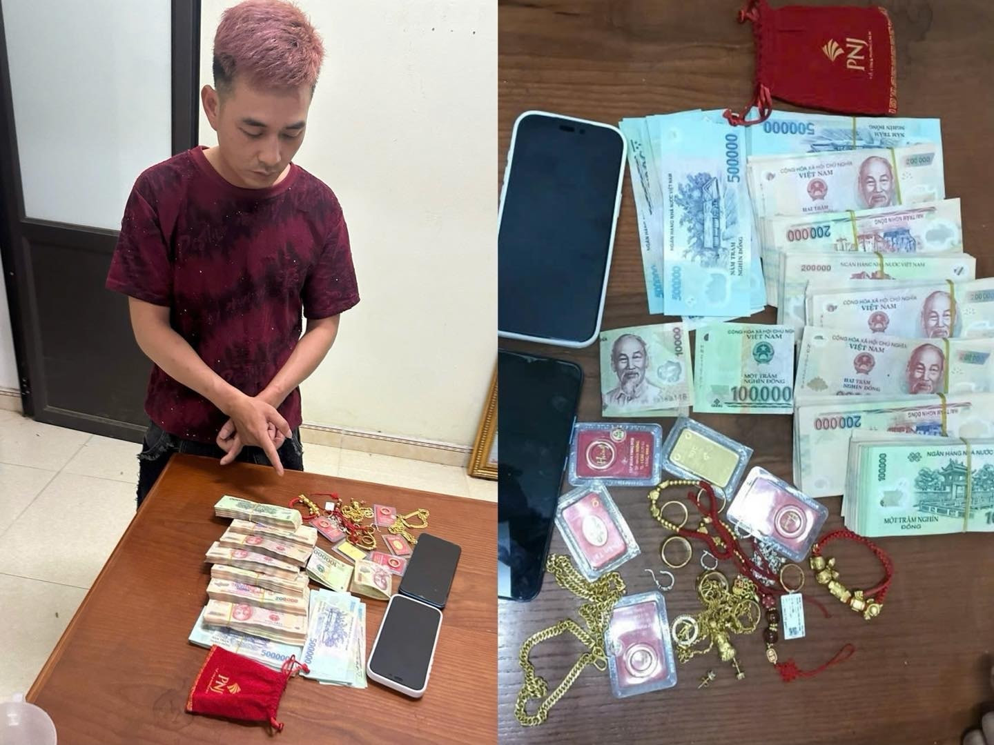 Bắt khẩn cấp Nguyễn Văn Sáng SN 1993, tịch thu 2 điện thoại, 192 triệu tiền mặt và nhiều trang sức