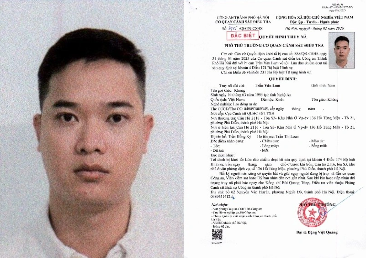 Truy nã đặc biệt Trần Văn Lam SN 1993 trong đường dây lừa đảo 5.200 tỷ của Mr Pips