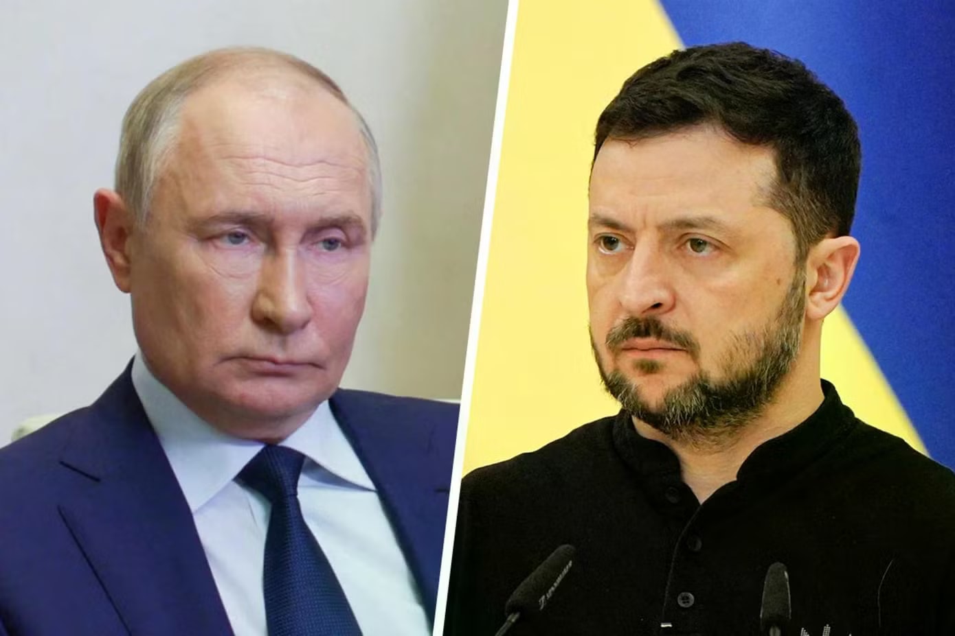 Tổng thống Nga Vladimir Putin và Tổng thống Ukraine Volodymyr Zelensky. (Ảnh: Getty Images) Nga, Ukraine cùng tuyên bố ngừng bắn - Ảnh 1.