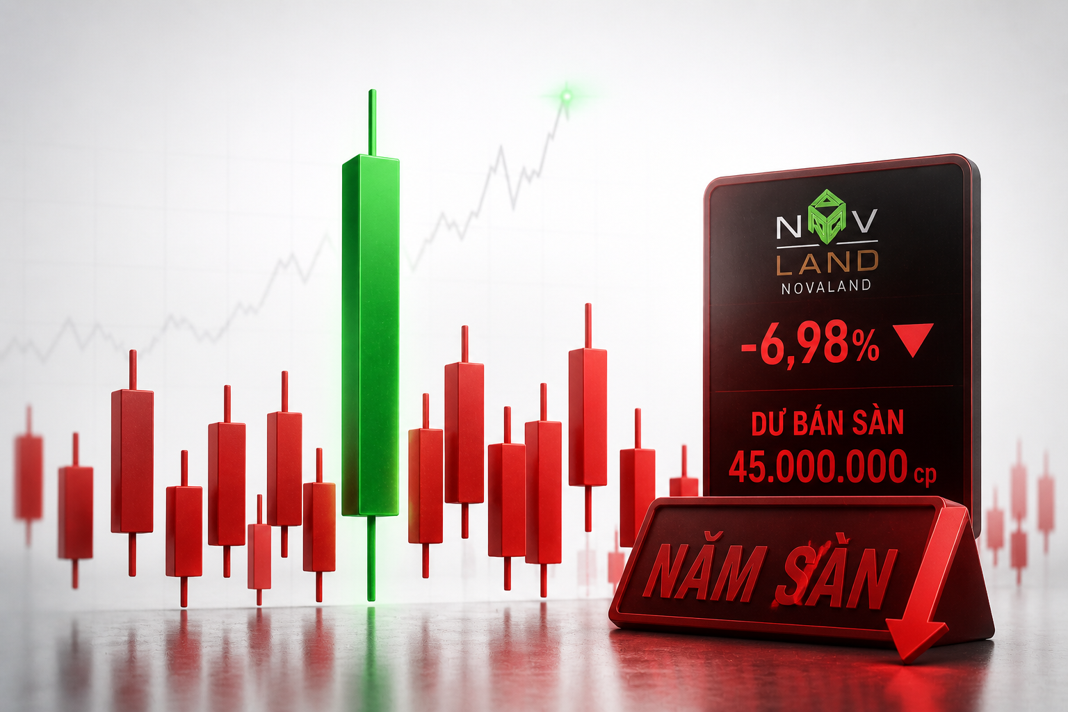 VN-Index tăng 21 điểm nhưng hơn 200 mã giảm, gần 45 triệu cổ phiếu Novaland chờ khớp giá sàn