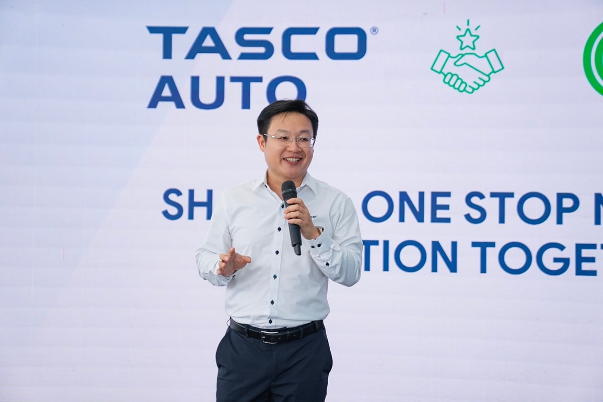Ông Hoàng Anh Tuấn - TGĐ Tasco Auto chia sẻ tại Lễ ký kết hợp tác giữa Tasco Auto và Grab Việt Nam
