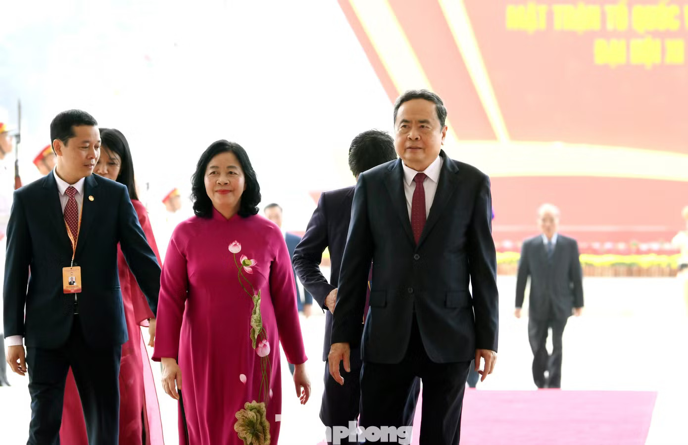 Chủ tịch Quốc hội Trần Thanh Mẫn đến dự khai mạc đại hội. Ảnh: Như Ý. Tổng Bí thư, Chủ tịch nước Tô Lâm dự khai mạc Đại hội MTTQ Việt Nam lần thứ XI - Ảnh 7.