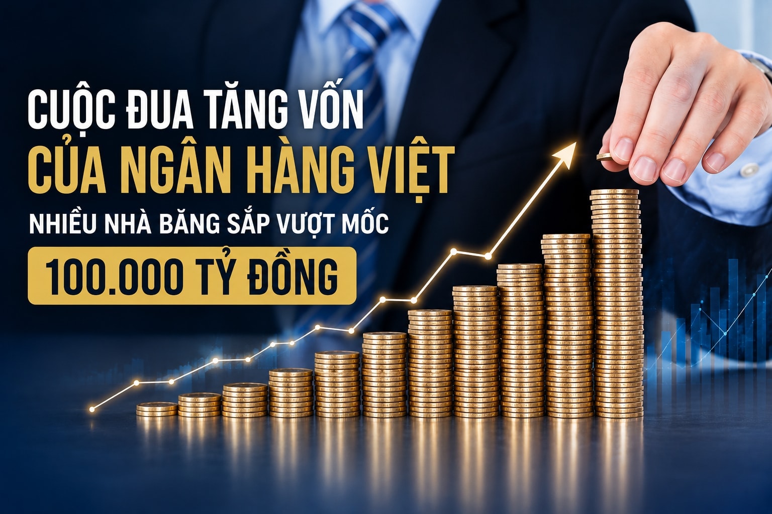 Ngành ngân hàng bước vào cuộc đua vốn lớn chưa từng có, thị trường sắp xuất hiện ‘câu lạc bộ 100.000 tỷ’