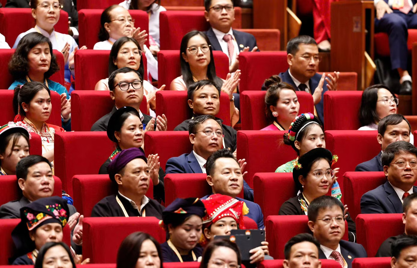 Các đại biểu tại phiên khai mạc Đại hội. Ảnh: Như Ý Tổng Bí thư, Chủ tịch nước Tô Lâm: 'Không để ý kiến chính đáng của nhân dân rơi vào im lặng' - Ảnh 3.