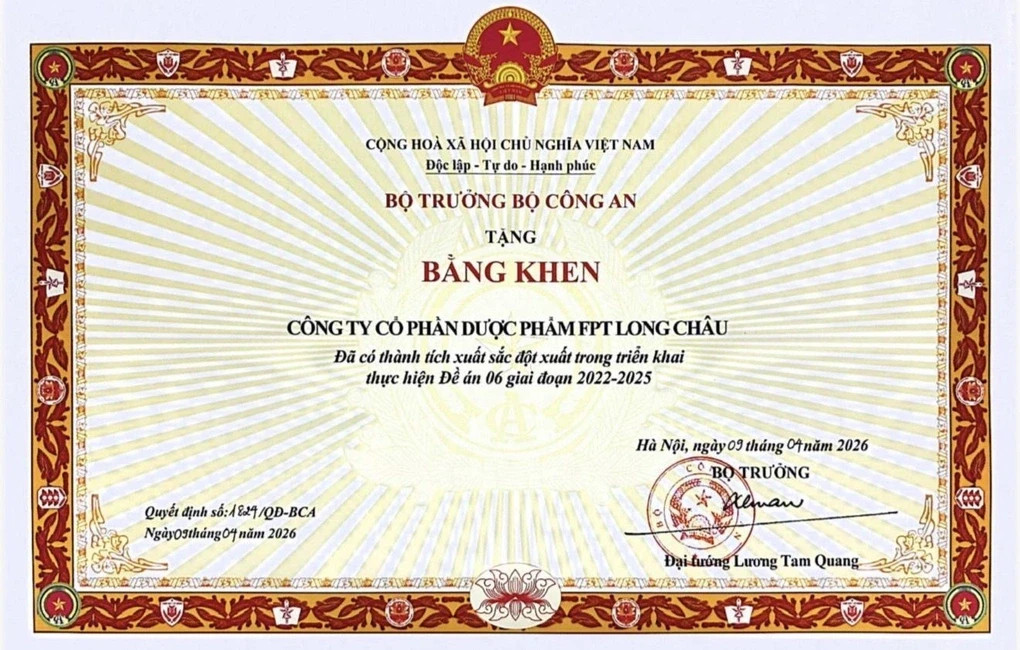 FPT Long Châu nhận bằng khen của Bộ Công an - Ảnh 1.