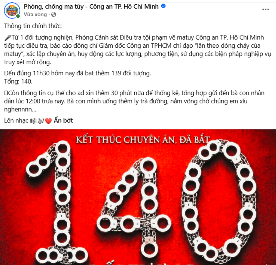 Chính thức: Công bố chuyên án ma túy quy mô ‘khủng’ ở TP. HCM, bắt giữ 140 đối tượng, tịch thu 9kg ma túy tổng hợp, 2 ô tô và nhiều xe máy - Ảnh 3.