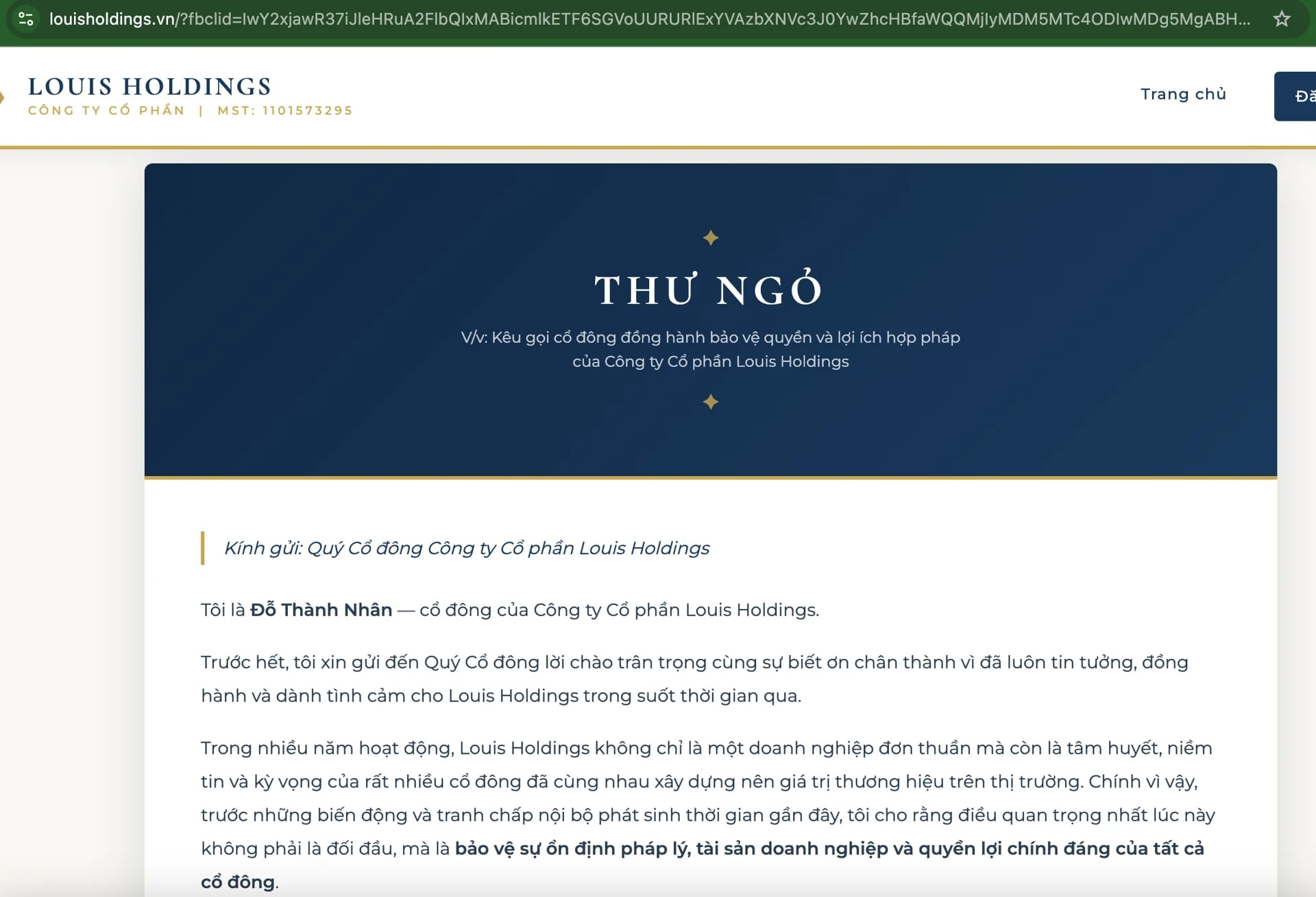 Vừa đề nghị họp cổ đông khẩn, Louis Holdings của ông Đỗ Thành Nhân hé lộ 'đế chế' mới?