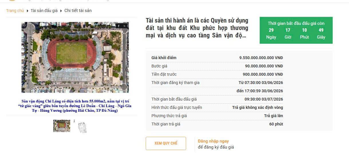 Thông tin đấu giá tài sản. Nguồn ảnh: Trung tâm Dịch vụ đấu giá tài sản TP. Đà Nẵng Thông tin đấu giá tài sản. Nguồn ảnh: Trung tâm Dịch vụ đấu giá tài sản TP. Đà Nẵng
