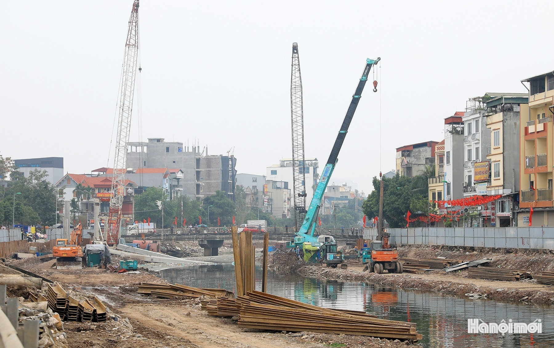 Một dự án chống ngập đang được thi công tại TP. Hà Nội. Nguồn ảnh Một dự án chống ngập đang được thi công tại TP. Hà Nội. Nguồn ảnh