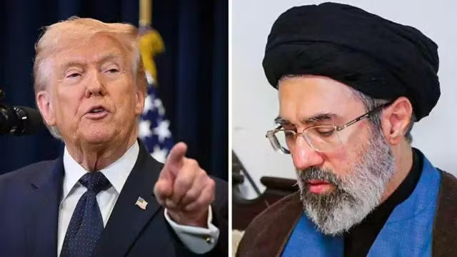 Tổng thống Mỹ Donald Trump và Lãnh tụ Tối cao Iran Mojtaba Khamenei. (Ảnh: BBC) Tổng thống Mỹ Trump nói Lãnh tụ Tối cao Iran đang tham gia đàm phán - Ảnh 1.