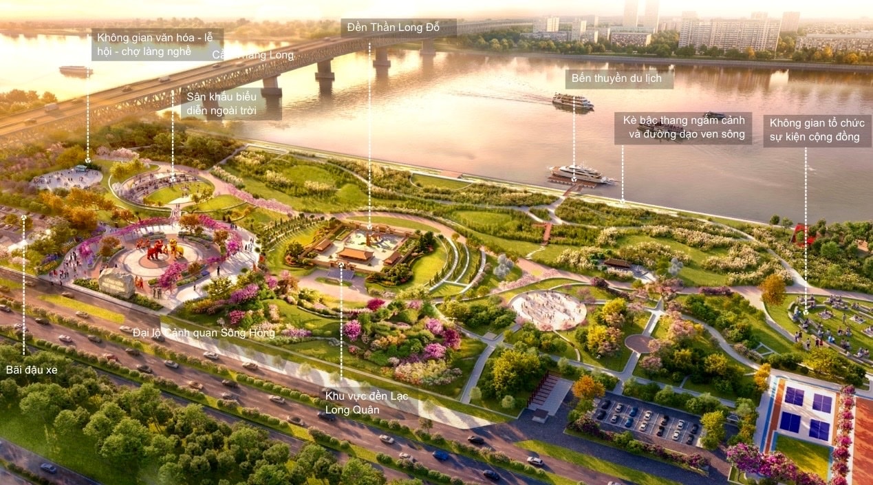 Phối cảnh dự án Công viên công cộng Phú Thượng. Nguồn ảnh: Hanoimoi.vn