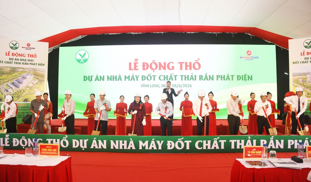 Hình ảnh tại lễ khởi công. Nguồn ảnh: Báo Vĩnh Long