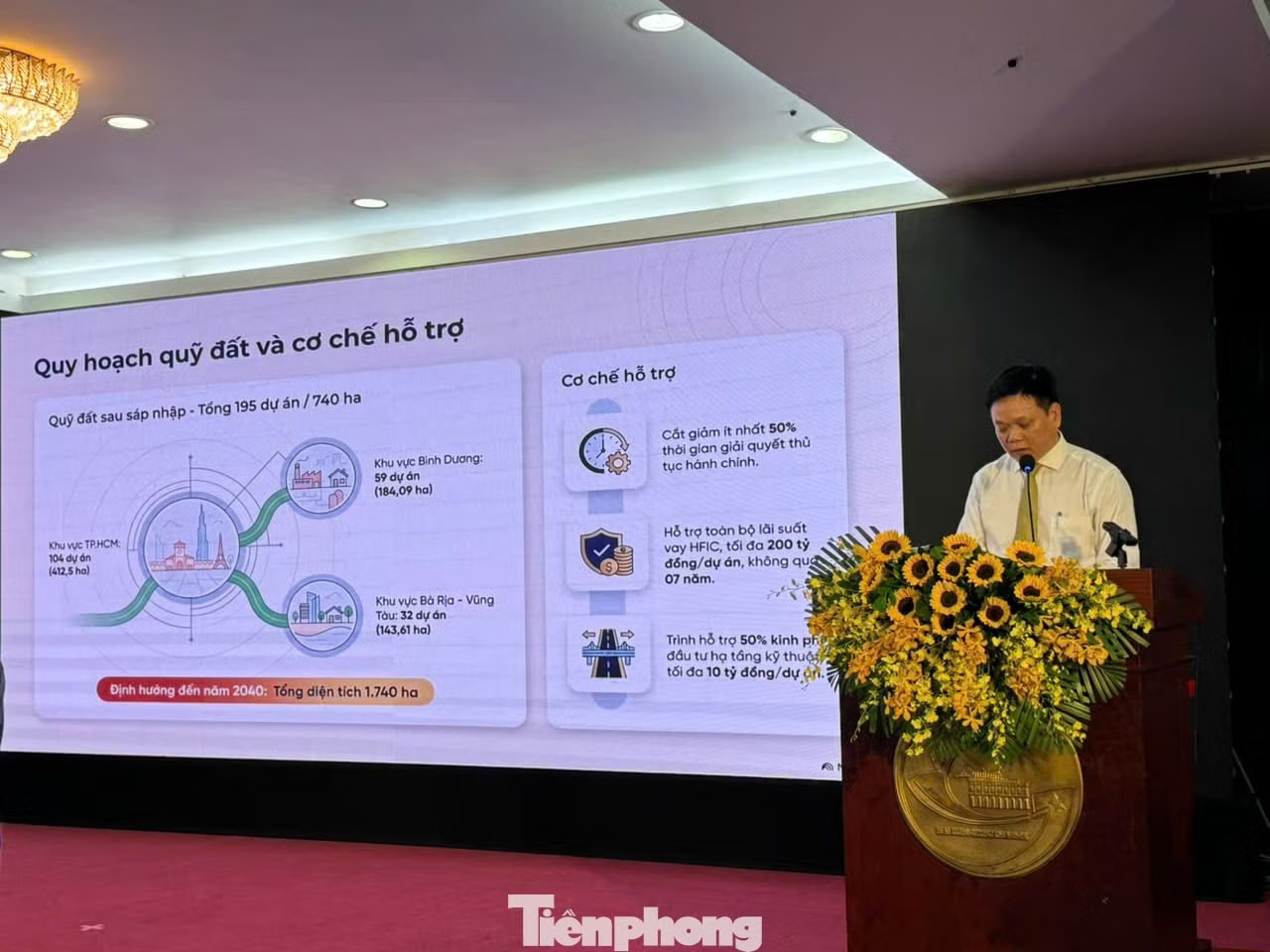 Ông Khải Quốc Bình, Phó giám đốc Sở Xây dựng TPHCM phát biểu tại hội nghị. TPHCM phát triển 50 nghìn căn nhà cho thuê bằng cách nào? - Ảnh 2.