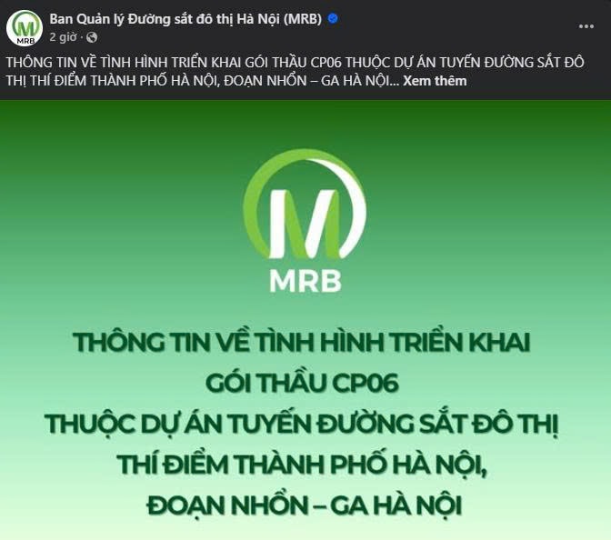 Ban Quản lý Đường sắt đô thị Hà Nội thông tin về tình trạng trên fanpage. Ban Quản lý Đường sắt đô thị Hà Nội thông tin về tình trạng trên fanpage.