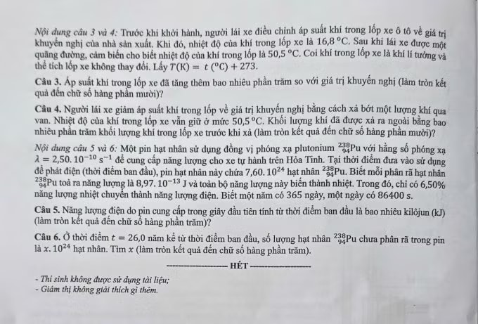Đề thi tốt nghiệp THPT môn Vật lý, cập nhật đáp án trọn bộ mã đề - Ảnh 4.