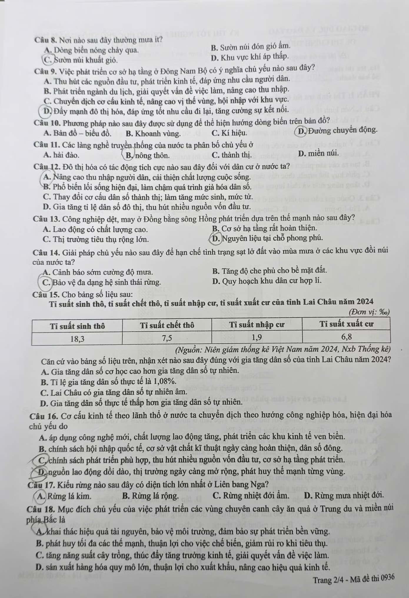 Đề thi và cập nhật đáp án các mã đề môn Địa lý tốt nghiệp THPT - Ảnh 2.