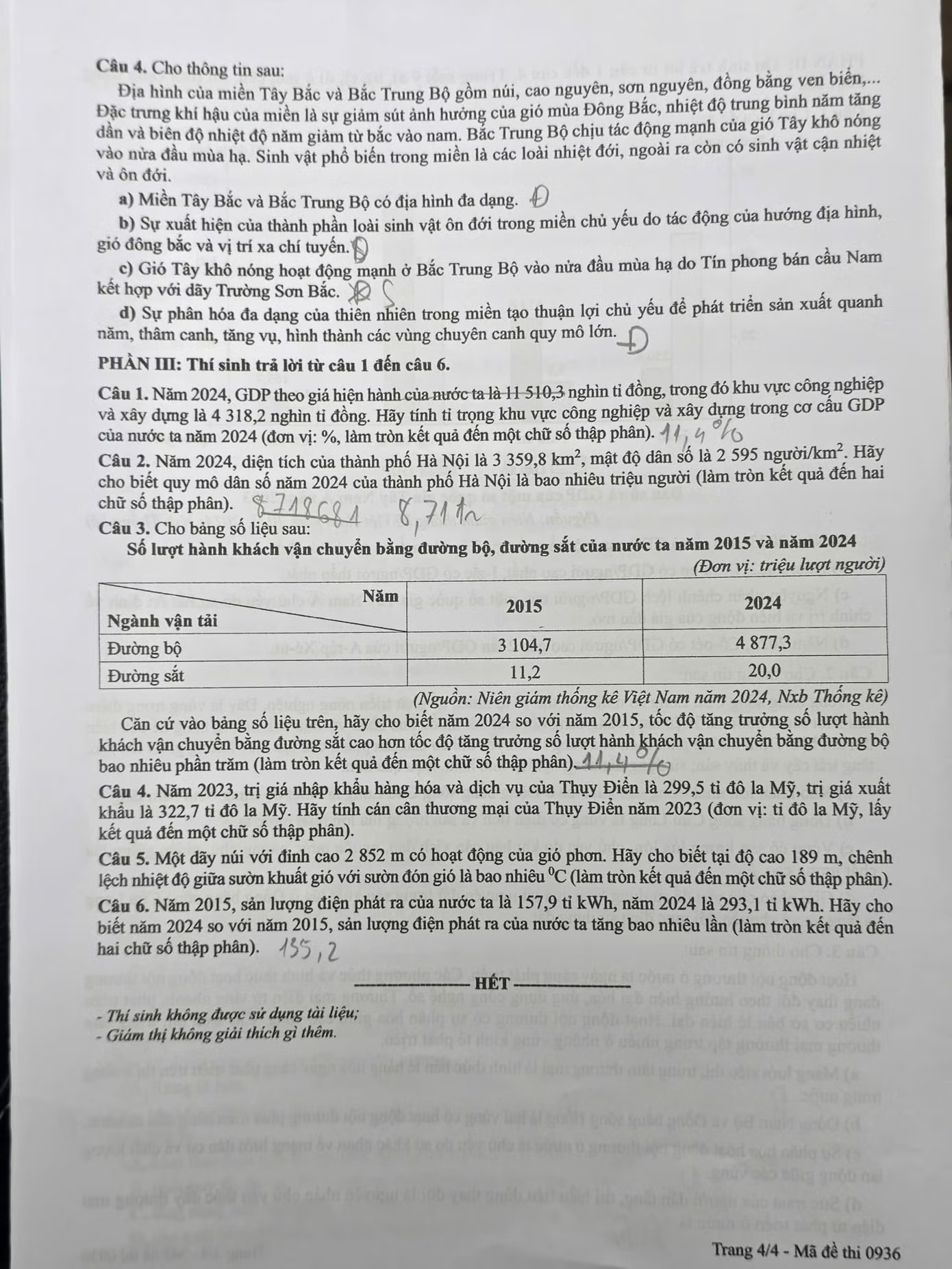 Đề thi và cập nhật đáp án các mã đề môn Địa lý tốt nghiệp THPT - Ảnh 4.