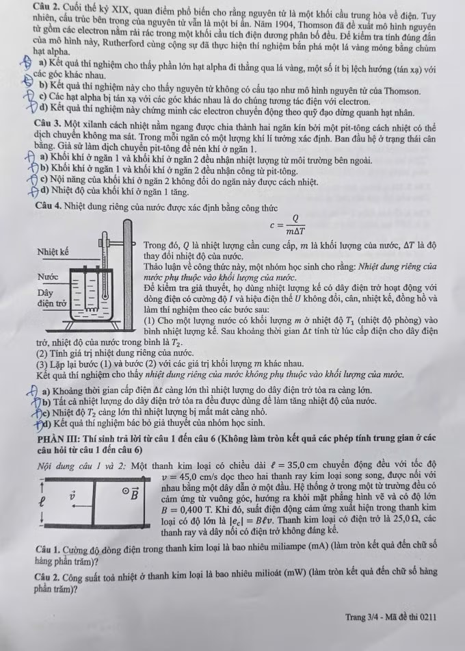 Đề thi tốt nghiệp THPT môn Vật lý, cập nhật đáp án trọn bộ mã đề - Ảnh 3.