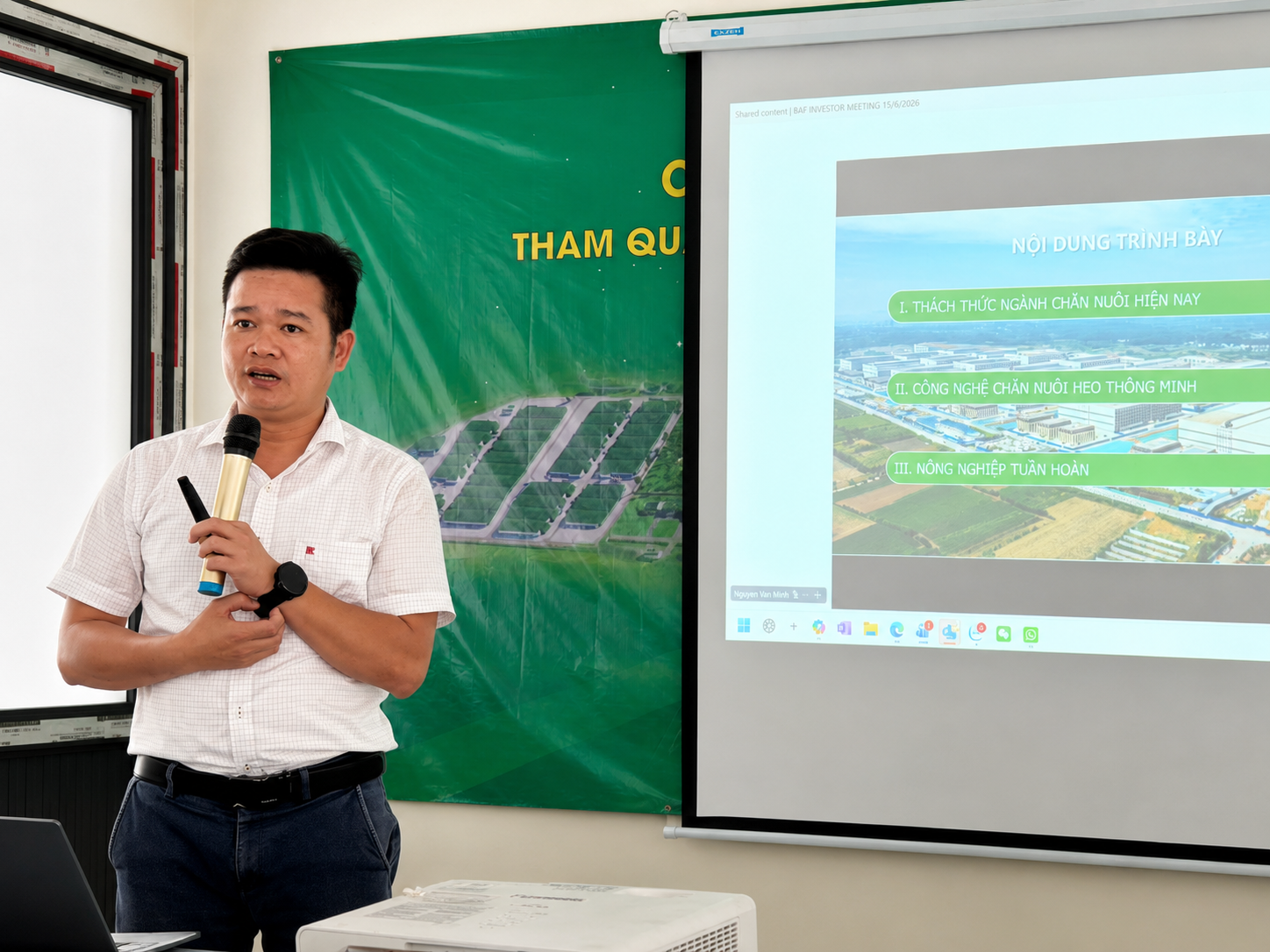Phó Tổng Giám đốc BAF Nguyễn Văn Minh trình bày về thách thức ngành chăn nuôi tại Hội nghị Nhà đầu tư ngày 15/6