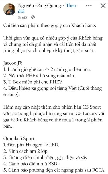 Phản ứng điều chỉnh nhanh nhạy của hãng xe sau góp ý cũng người dùng