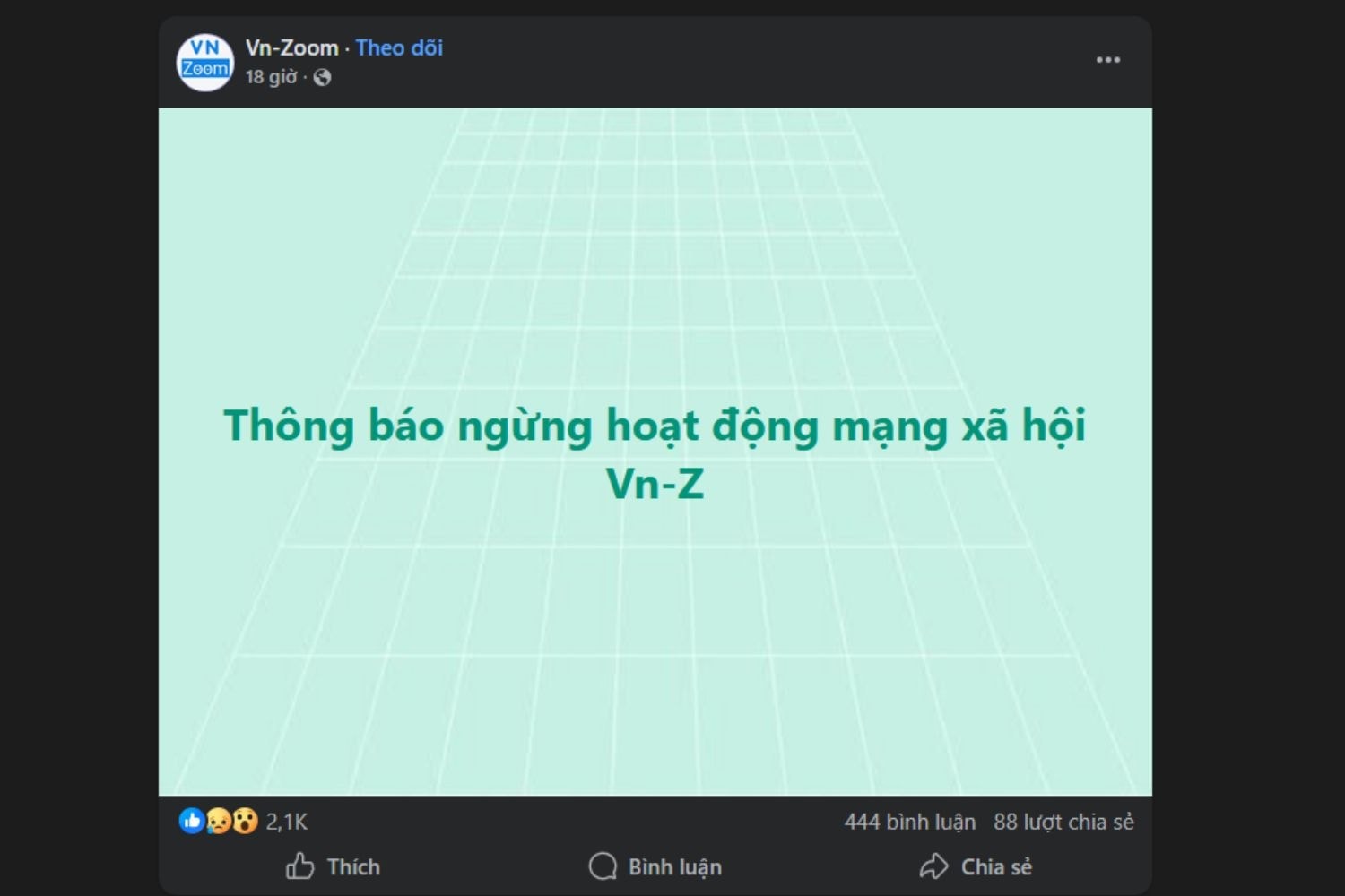 Vn-Zoom thông báo chính thức đóng cửa