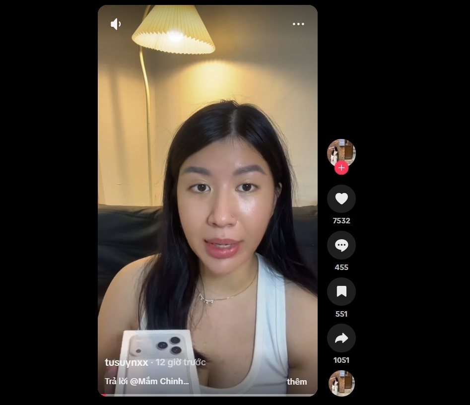 TikTok tusuynxx Uyen đang học makeup đăng video nghi vấn về sản phẩm