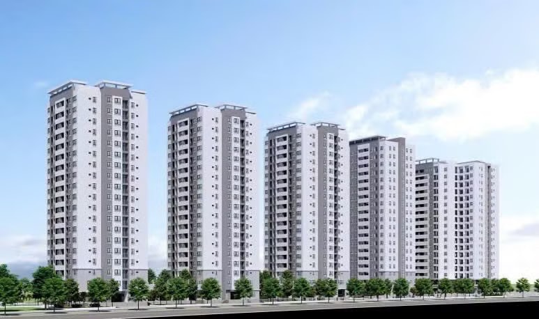 Phối cảnh tổng thể Dự án đầu tư xây dựng nhà ở cho thuê Thành phố tại Khu đô thị mới Pháp Vân - Tứ Hiệp. Ảnh: Ban Quản lý dự án đầu tư xây dựng công trình dân dụng thành phố Hà Nội. 3 dự án nhà ở cho thuê vừa khởi công tại Hà Nội có quy mô ra sao? - Ảnh 2.