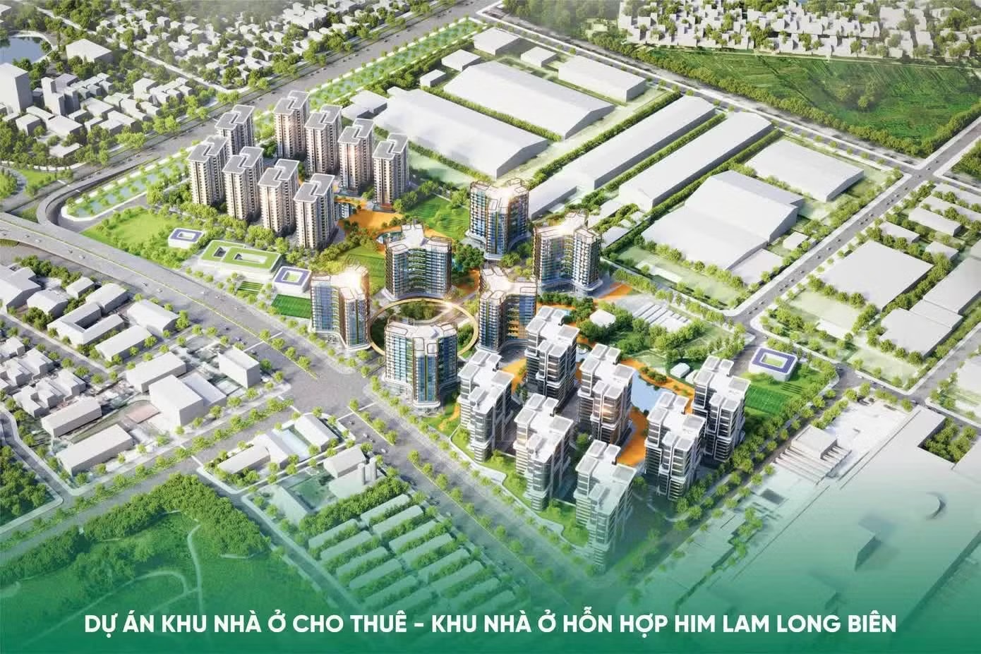 Phối cảnh dự án khu nhà ở cho thuê - Khu nhà ở hỗn hợp Him Lam Long Biên. Ảnh: CĐT. 3 dự án nhà ở cho thuê vừa khởi công tại Hà Nội có quy mô ra sao? - Ảnh 1.